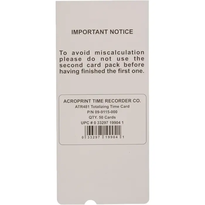 Acroprint Time Cards for ATR480 50-Pack variant 1
