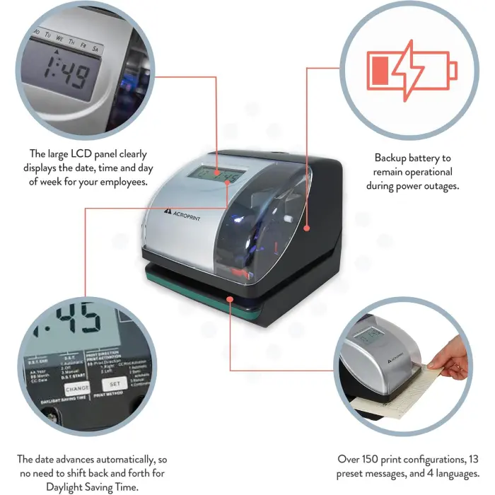Acroprint ES700 Time Clock and Document Stamp variant 6