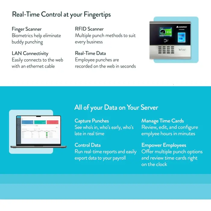 Acroprint ProPunch Fingerprint, PIN, RFID Time Clock System variant 8