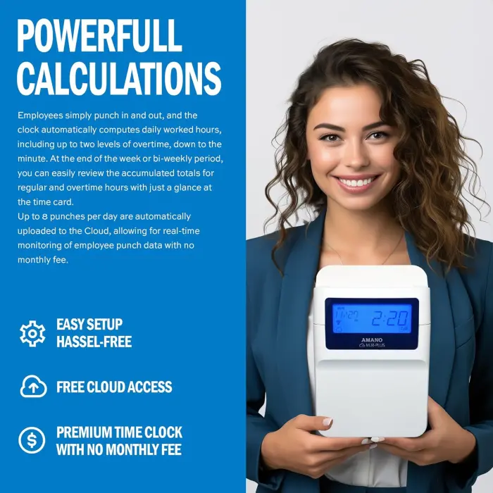 AMANO MJR-PLUSEZ Calculating Time Clock with Free Cloud App variant 1