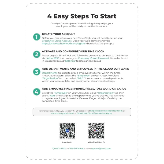ANVIZ CX2 Fingerprint, PIN, RFID Time Clock Terminal Black variant 7