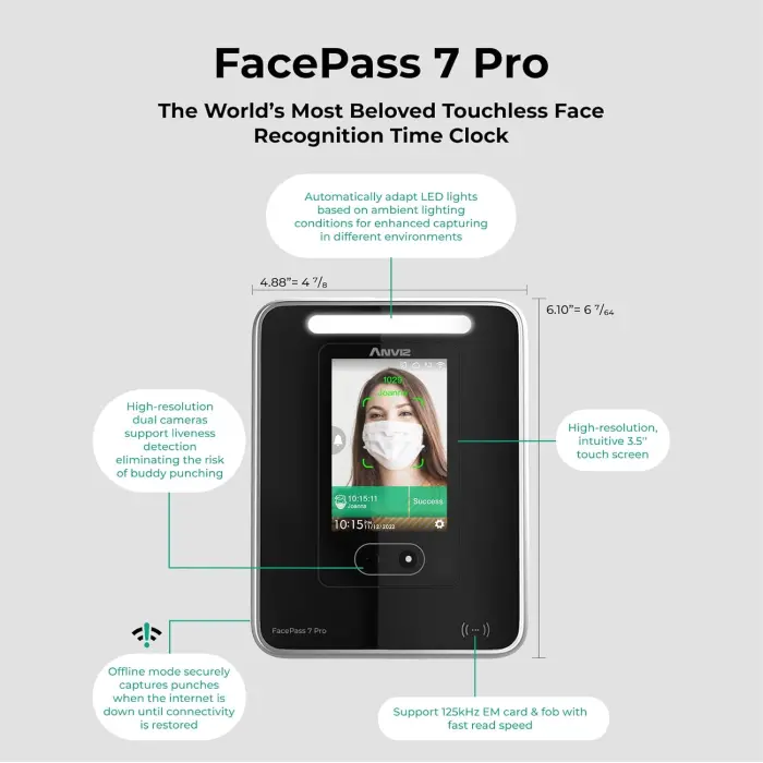 ANVIZ CX7 Facial Recognition Time Clock Terminal variant 7