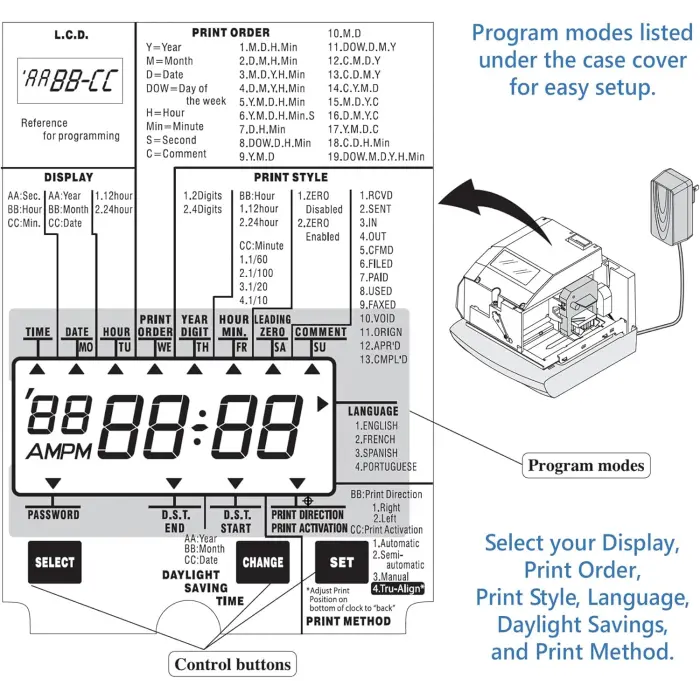Lathem 1600E Time Clock and Document Stamp variant 7