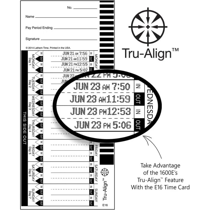 Lathem TruAlign Time Cards for 1600E 100-Pack variant 3