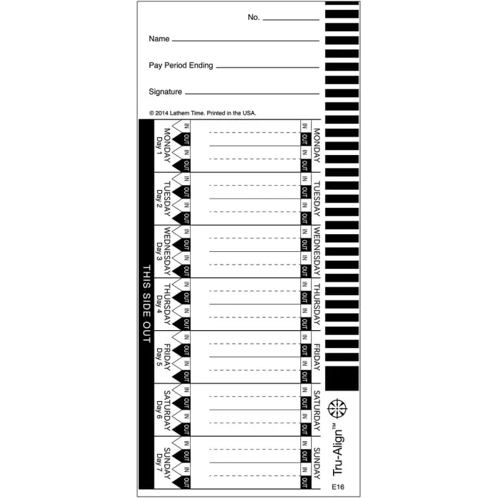 Lathem TruAlign Time Cards for 1600E 100-Pack variant 4
