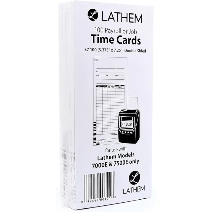 Lathem Time Cards for 7000E, 7500E 100-Pack, 7 inch variant 2