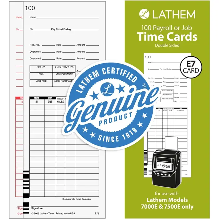 Lathem Time Cards for 7000E, 7500E 100-Pack, 9 inch variant 3