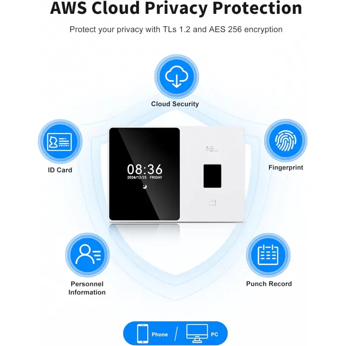 NGTeco TC2 Fingerprint Time Clock Terminal variant 1