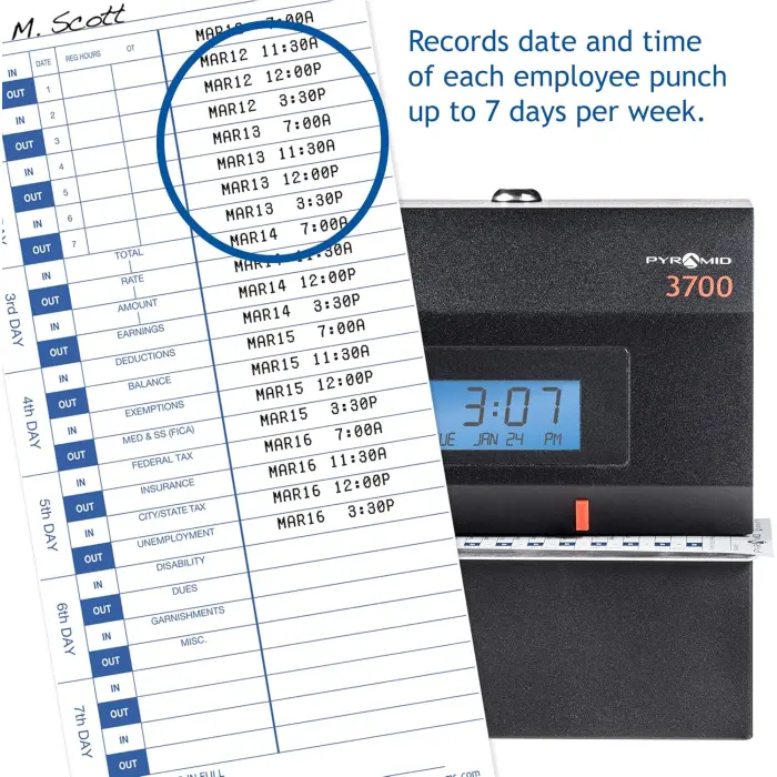 Pyramid Time Cards for 3500, 3500SS, 3600SS, 3700 1000-Pack variant 5