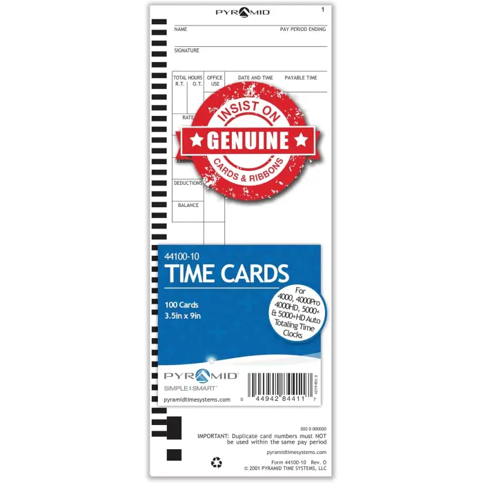Pyramid Time Cards for 4000, 5000 Series 100-Pack variant 1
