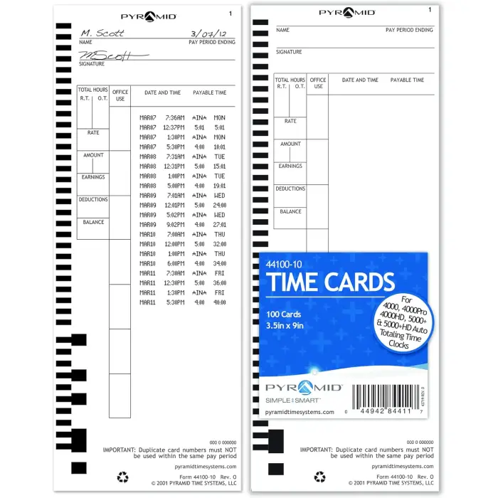 Pyramid Time Cards for 4000, 5000 Series 500-Pack variant 3