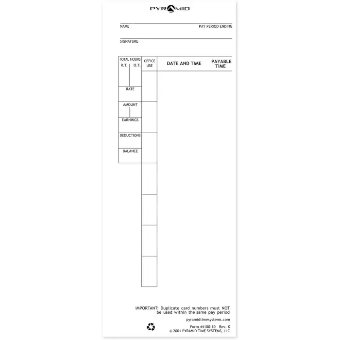 Pyramid Time Cards for 4000, 5000 Series 500-Pack variant 5