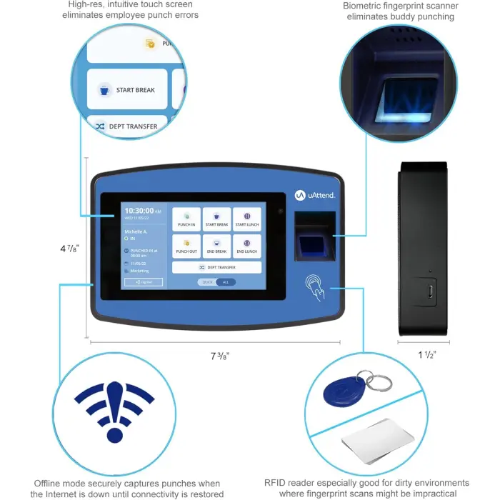 uAttend NX2500 Fingerprint Time Clock Terminal variant 2
