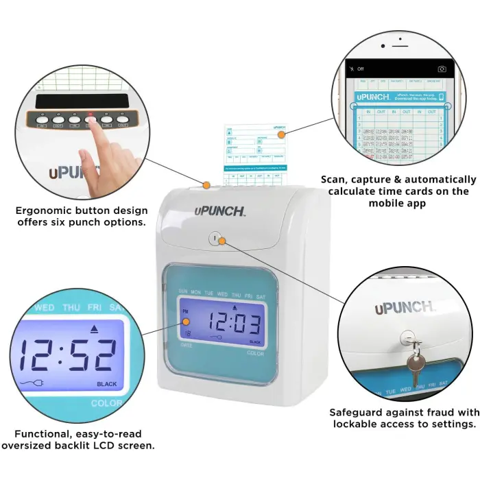 uPunch FN1000 Auto-Align Time Clock with App variant 2