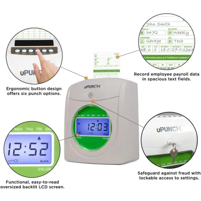 uPunch HN1500 Auto-Align Time Clock Bundle variant 1