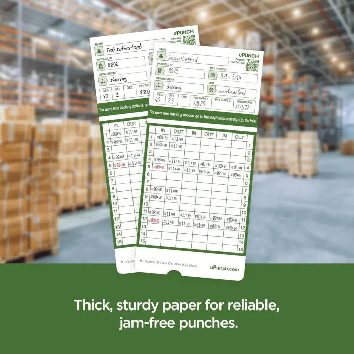 uPunch Time Cards for HN3000 300-Pack variant 4